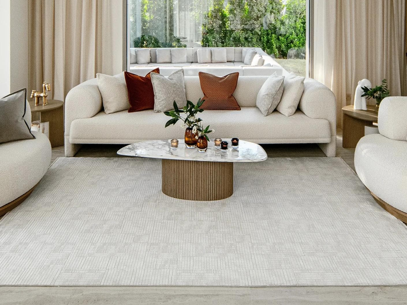 Laino Ashton carpet in ivory and grey, shown in a lifestyle front view as image 5