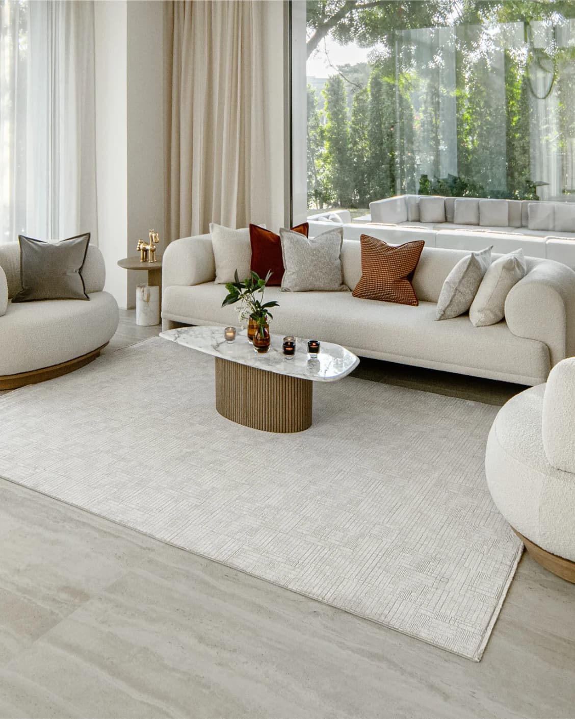 Laino Ashton carpet in ivory and grey, shown in a lifestyle right view as image 8