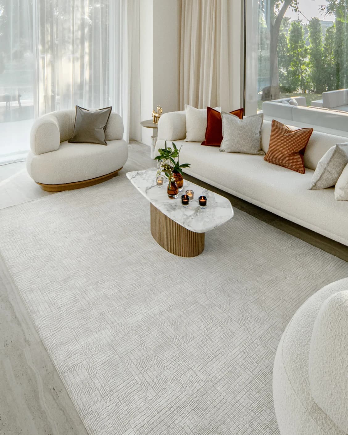 Laino Ashton carpet in ivory and grey, shown in a lifestyle right view as image 9