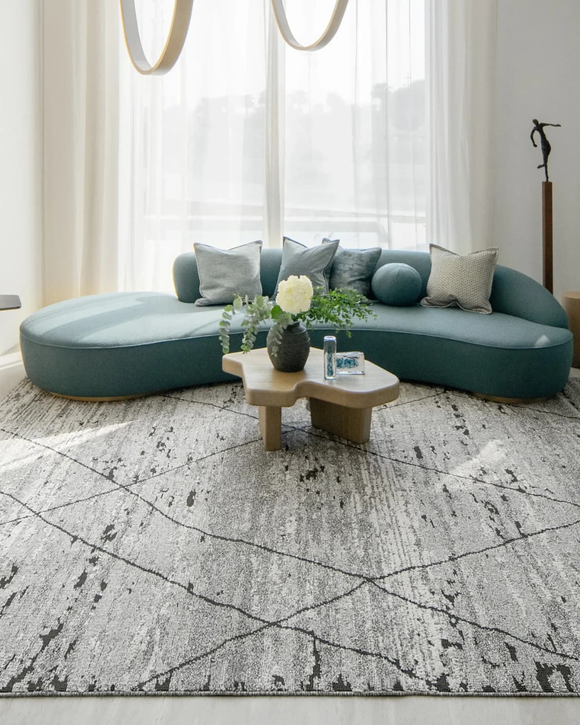 Leila Ashton carpet in charcoal, shown in a lifestyle front view as image 5