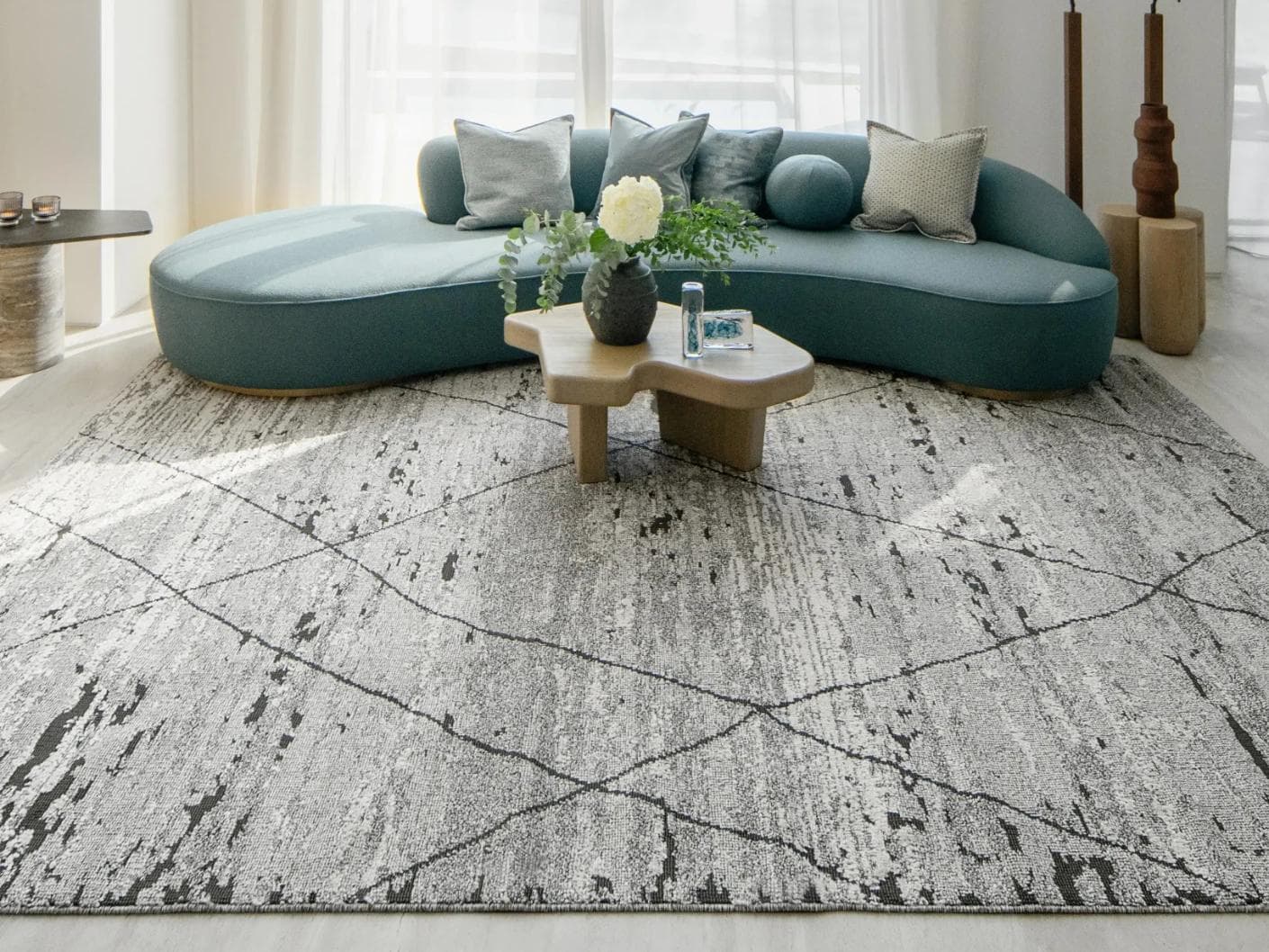 Leila Ashton carpets in charcoal, shown in a lifestyle front view as image 3