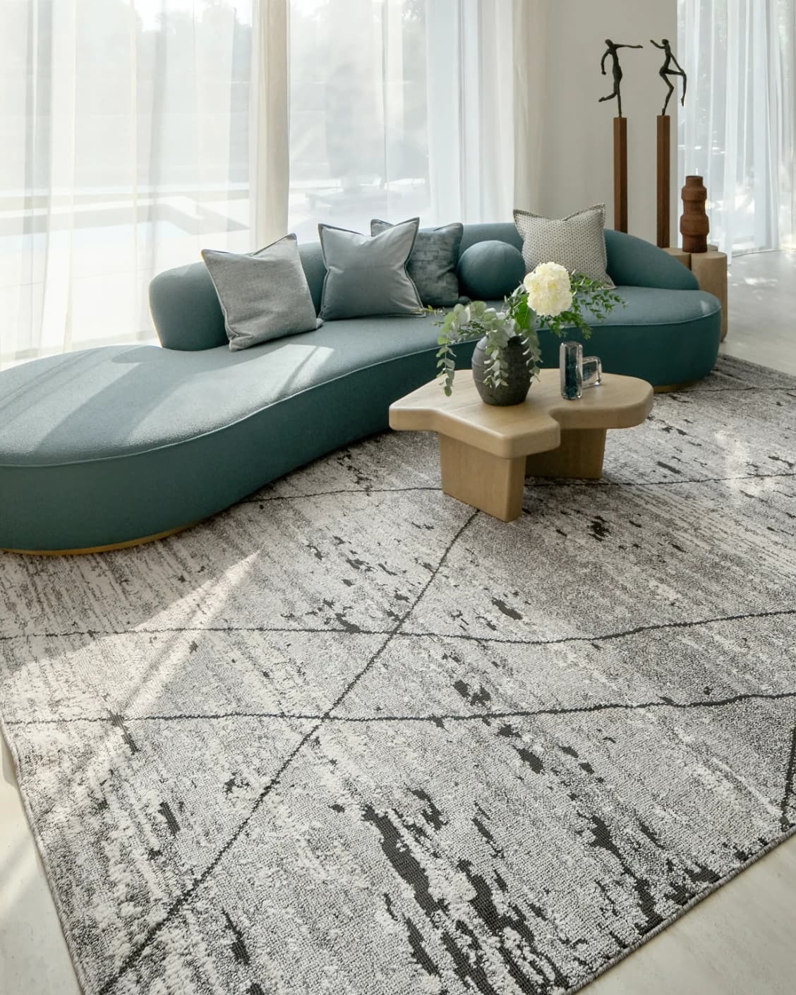Leila Ashton carpet in charcoal, shown in a lifestyle left view as image 7