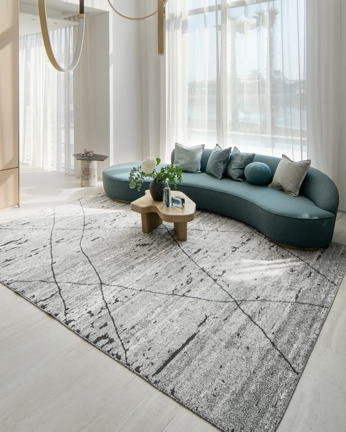 Leila Ashton carpet in charcoal, shown in a lifestyle right view as image 8