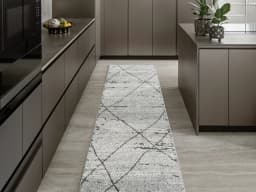Leila Ashton Runners carpet in charcoal, shown in a lifestyle front view