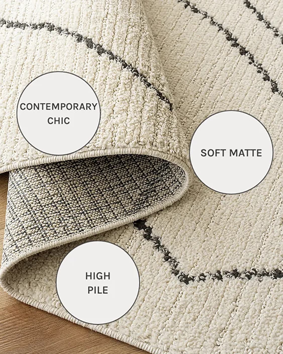 Leila Bianca carpets in beige and charcoal, shown in a close-up as image 19