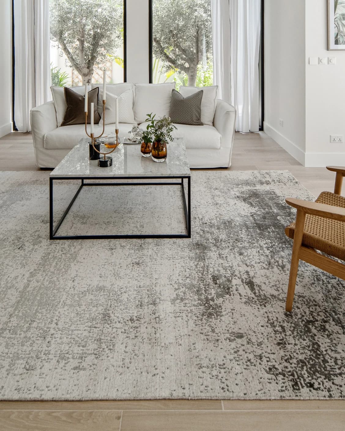 Liam Alba carpet in grey, shown in a lifestyle front view as image 6