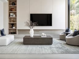 Liam Ashton carpet in grey, shown in a lifestyle front view