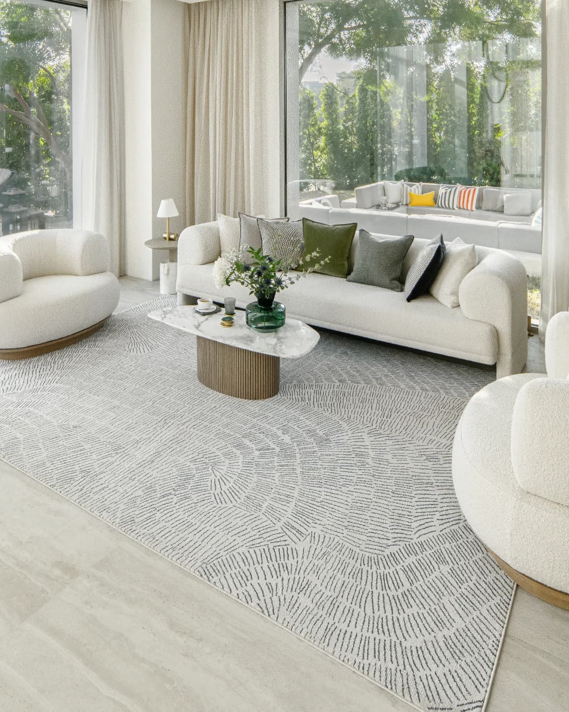 Link Fume carpet in grey, shown in a lifestyle right view as image 6