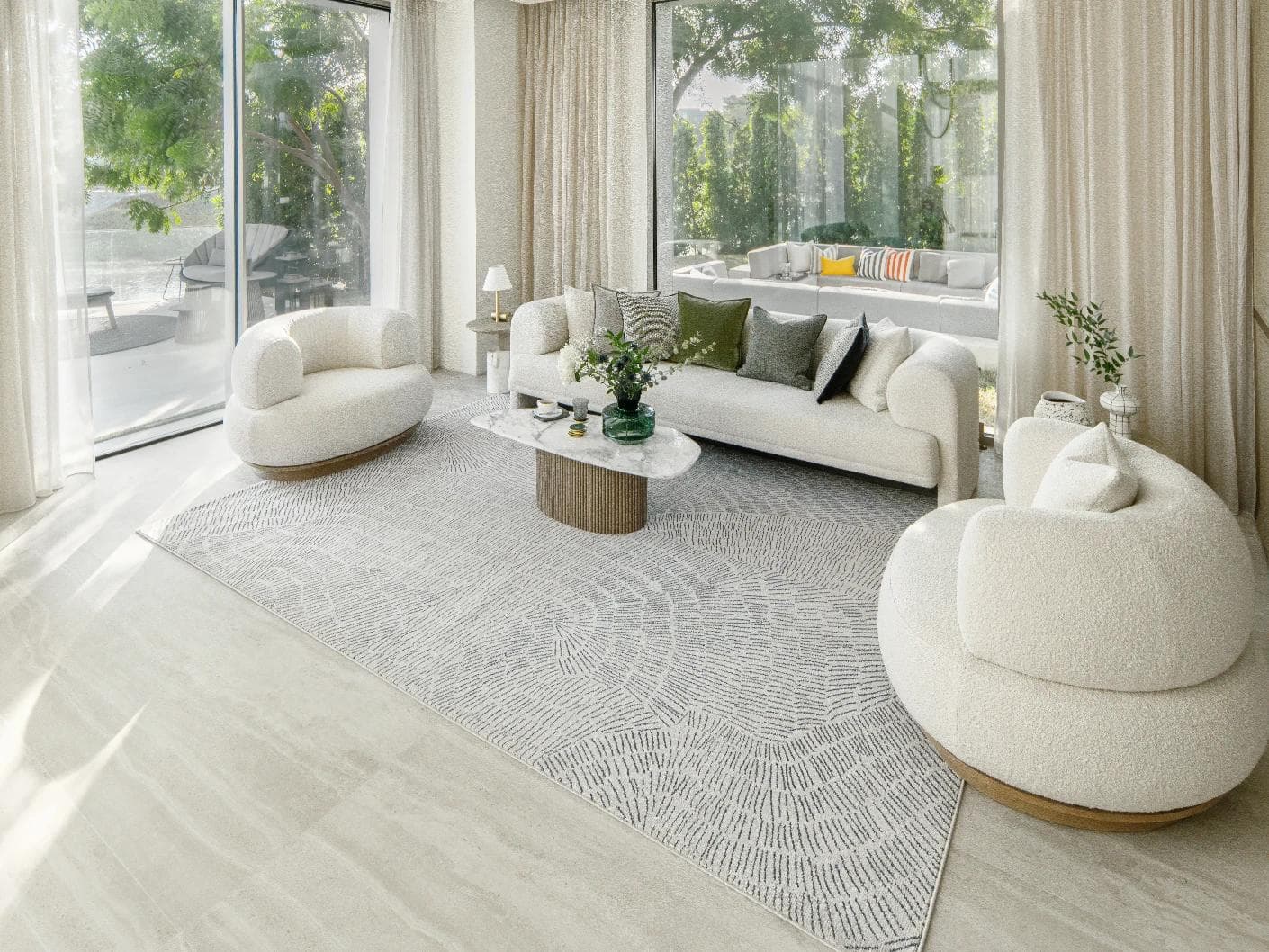 Link Fume carpet in grey, shown in a lifestyle right view as image 6