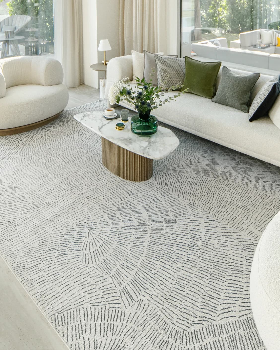 Link Fume carpet in grey, shown in a lifestyle right view as image 7