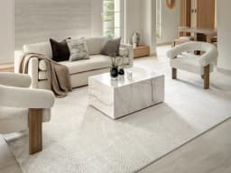 Link Sandy carpet in sandy and beige, shown in a lifestyle front view