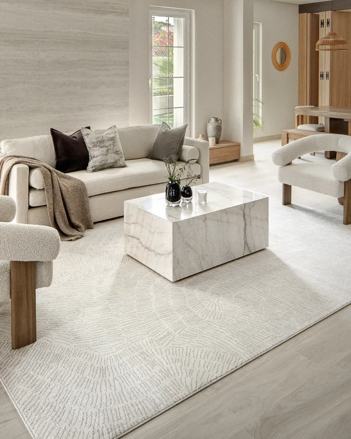 Link Sandy carpet in beige, shown in a lifestyle left view as image 7