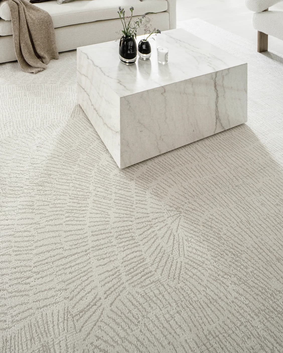 Link Sandy carpet in beige, shown in a lifestyle top view as image 9