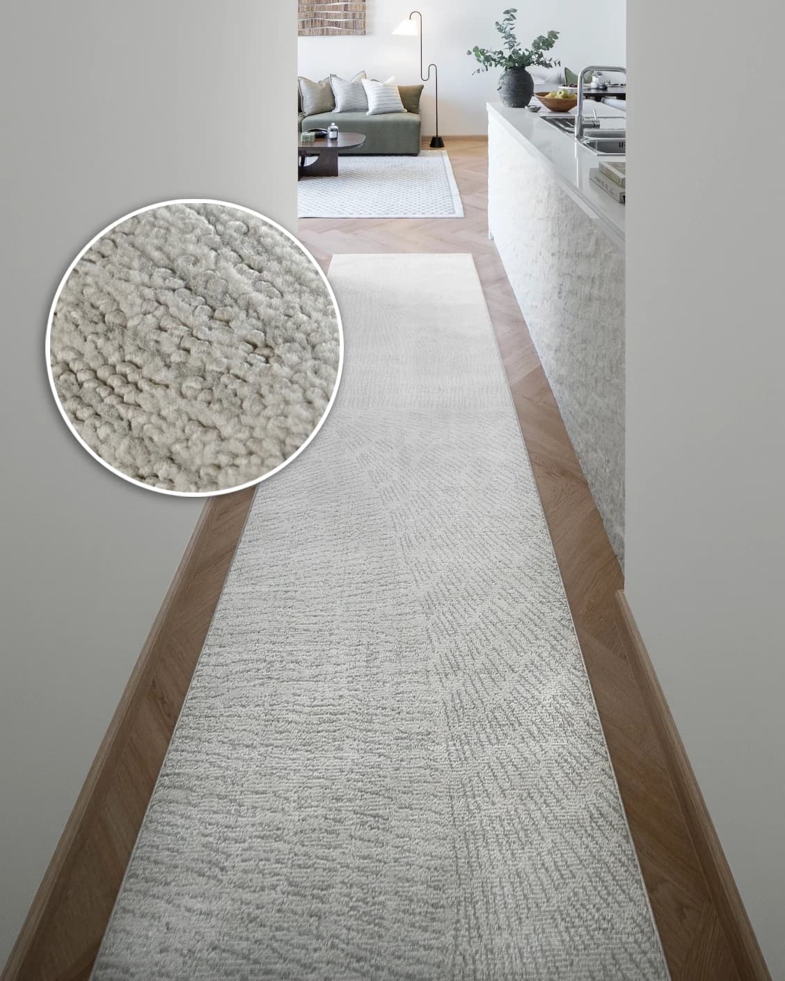 Link Sterling Runners carpet in grey, shown in a lifestyle front view as image 2