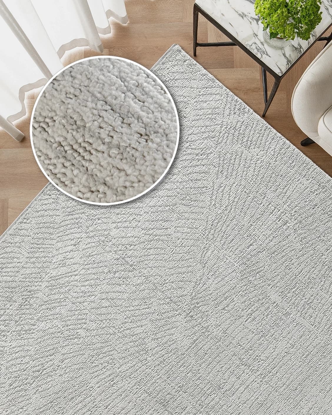 Link Sterling carpet in grey, shown in a lifestyle top view as image 2
