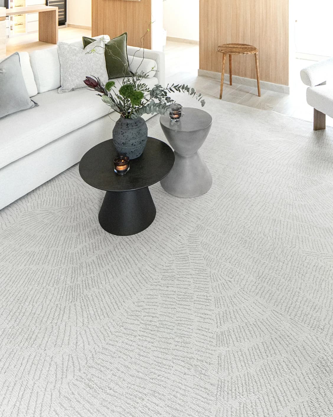 Link Sterling carpet in grey, shown in a lifestyle top view as image 7