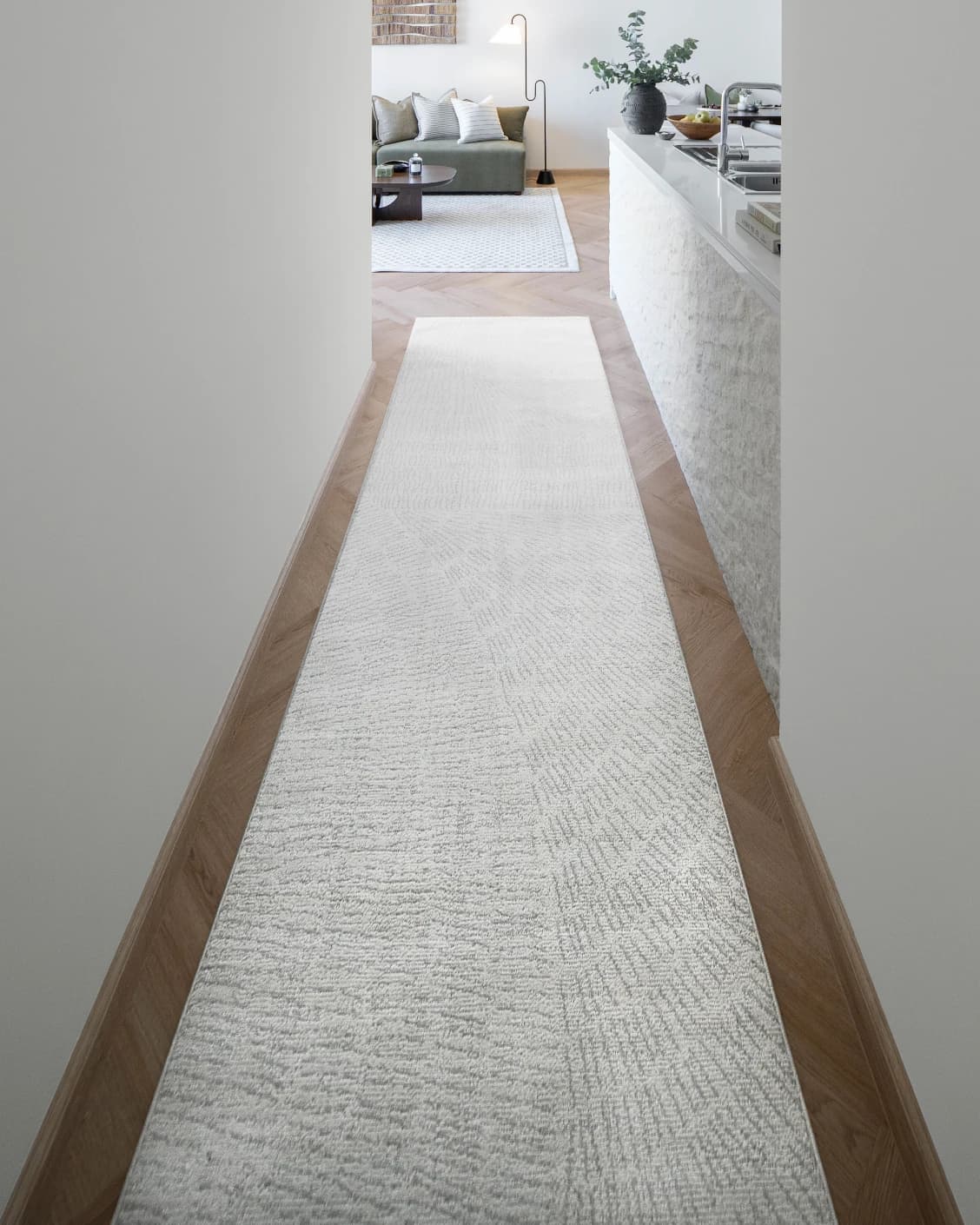 Link Sterling Runners carpet in grey, shown in a lifestyle front view as image 2