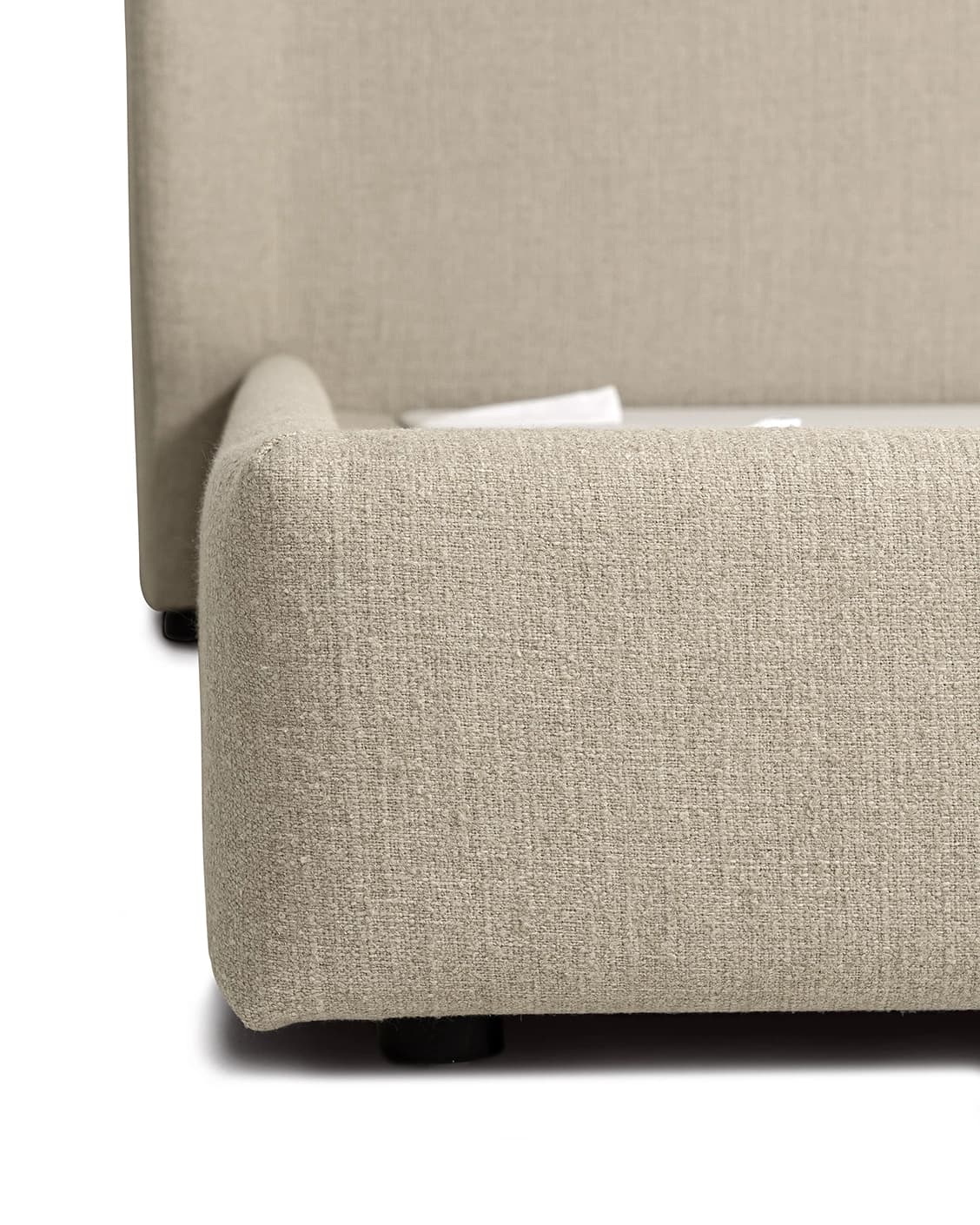 Livia Warm Mushroom bed frame, shown in a product close-up as image 15