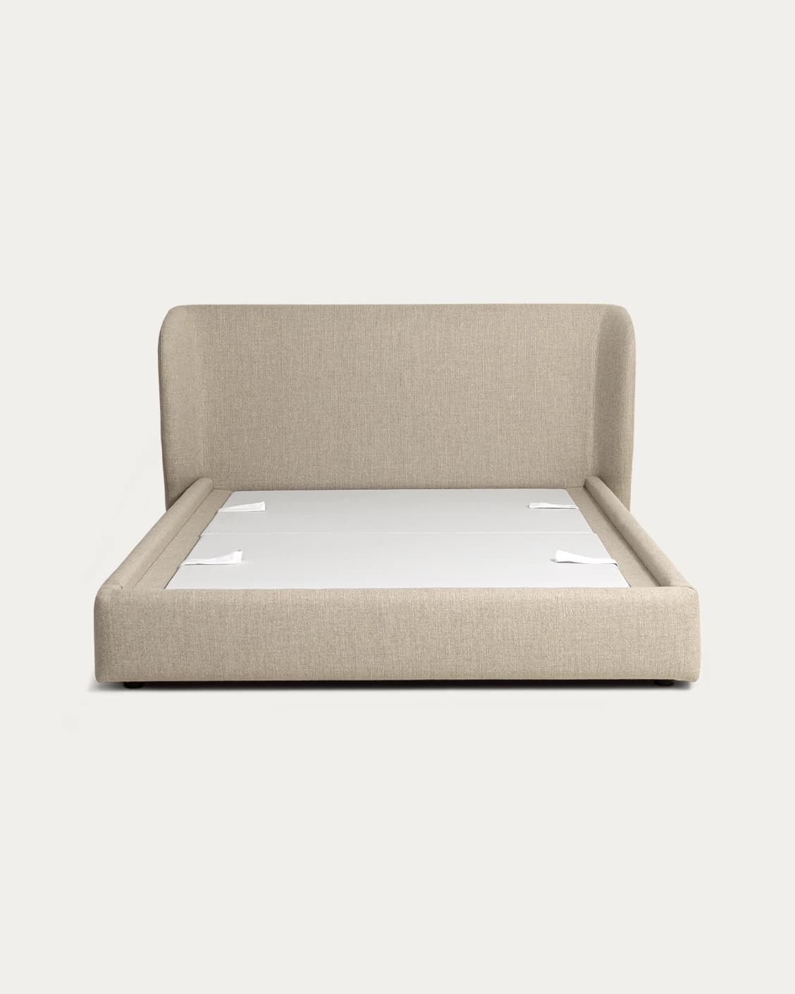 Livia Warm Mushroom bed frame, shown in a product front view as image 1