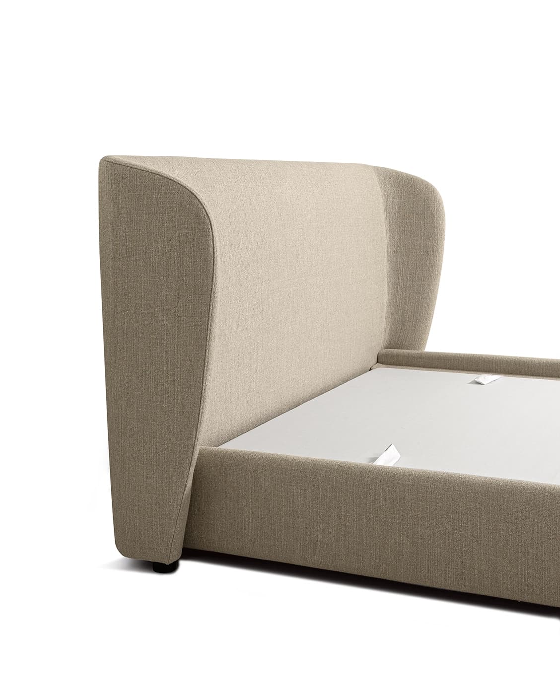 Livia Warm Mushroom bed frame, shown in a product left view as image 11