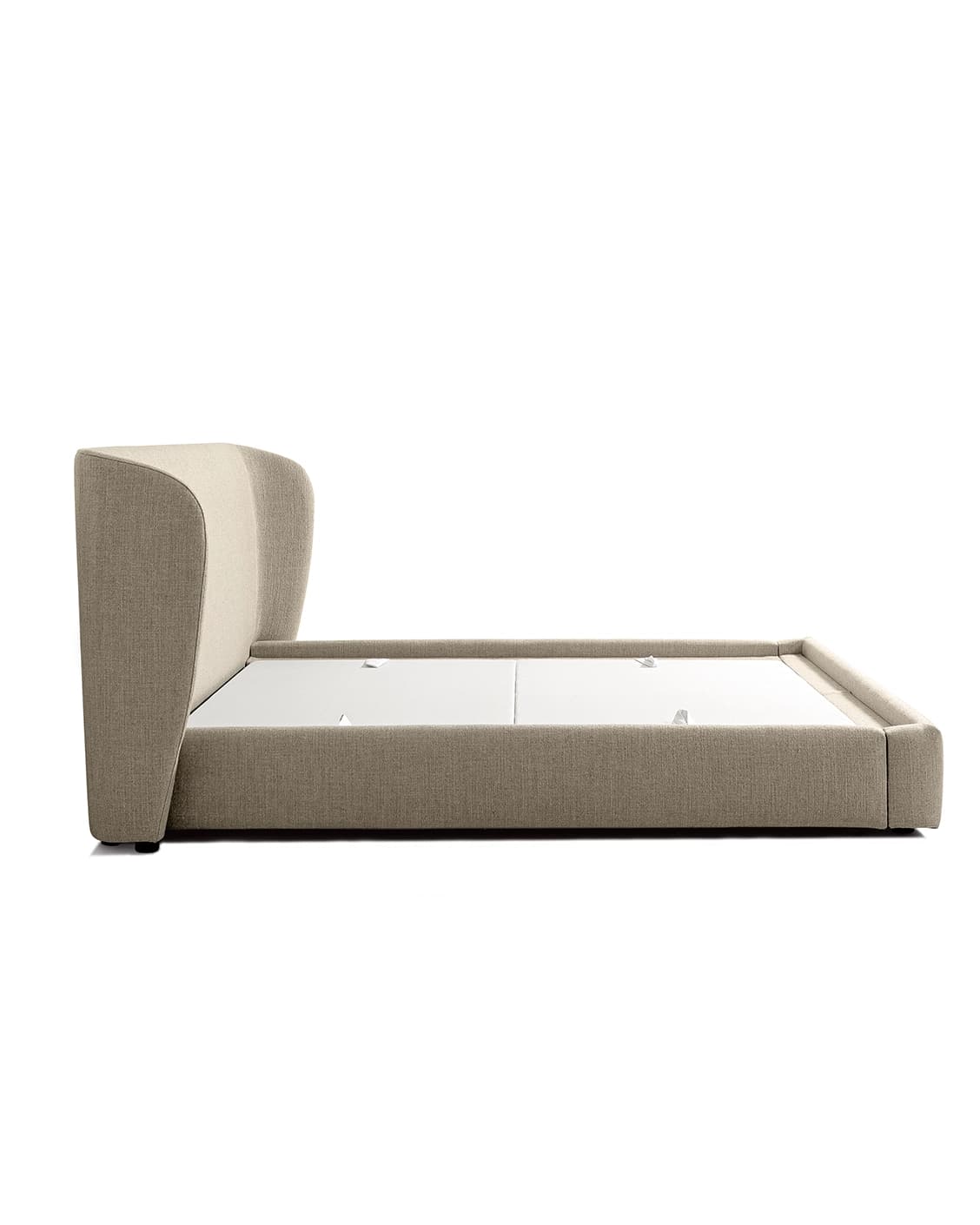 Livia Warm Mushroom bed frame, shown in a product left view as image 9
