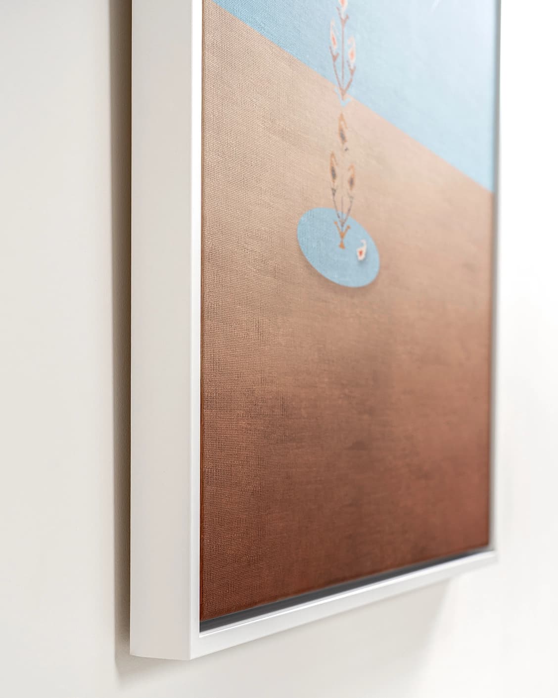 Lone Tree canvas in blue and beige, shown in a lifestyle close-up as image 4