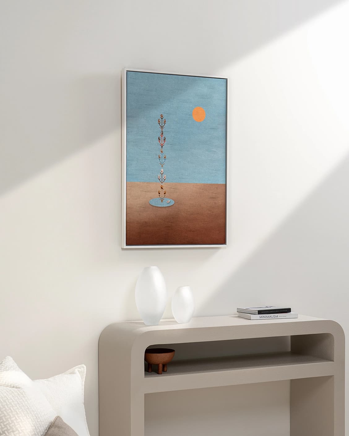 Lone Tree canvas in blue and beige, shown in a product left view as image 6