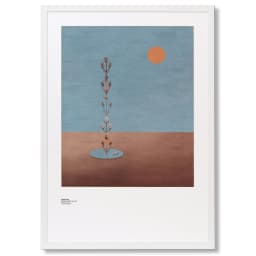 Lone Tree fine art print in blue and beige, shown in a lifestyle front view as image 1