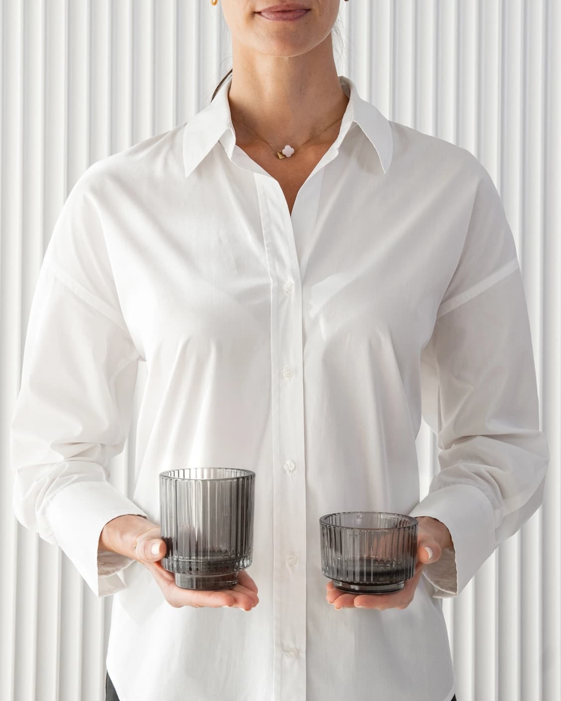 Loucille Storms candle holders in grey, shown in a product front view as image 10