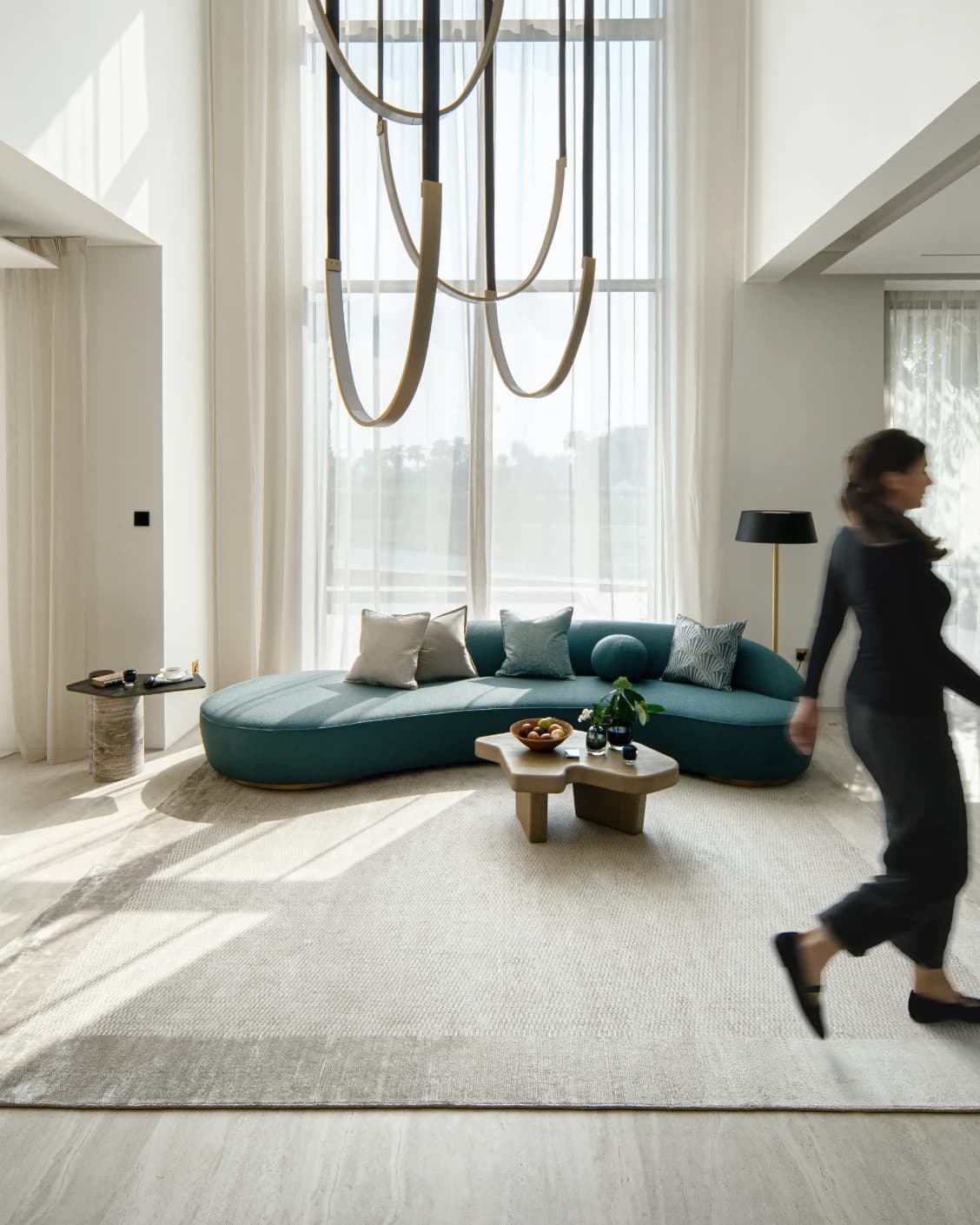 Luna Dune carpet in taupe, brown and beige, shown in a lifestyle front view as image 5