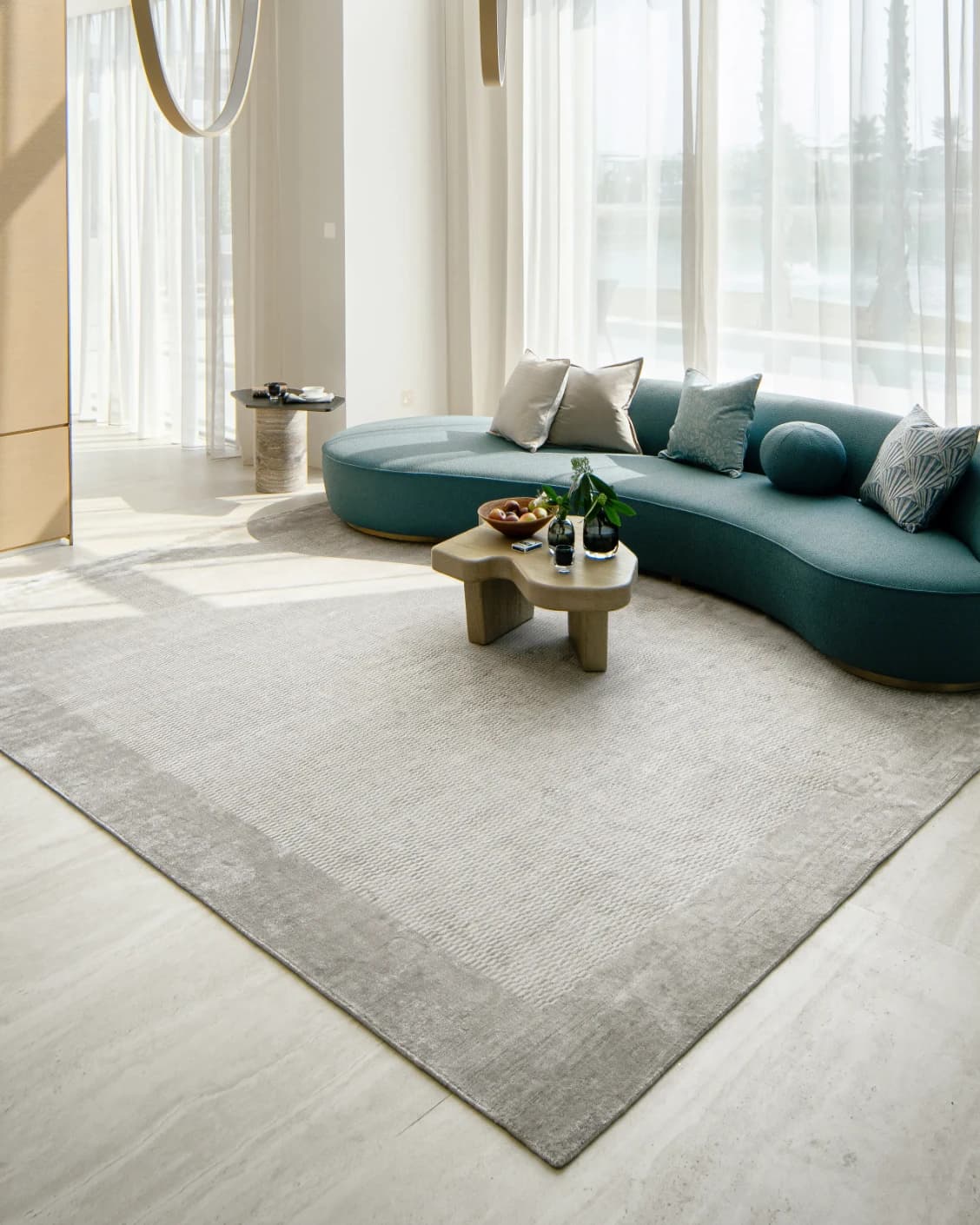 Luna Dune carpet in taupe, brown and beige, shown in a lifestyle front view as image 6