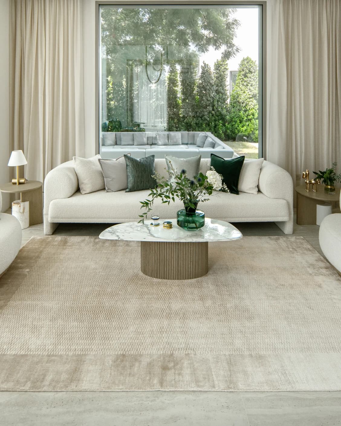 Luna Sandy carpet in beige, shown in a lifestyle front view as image 4