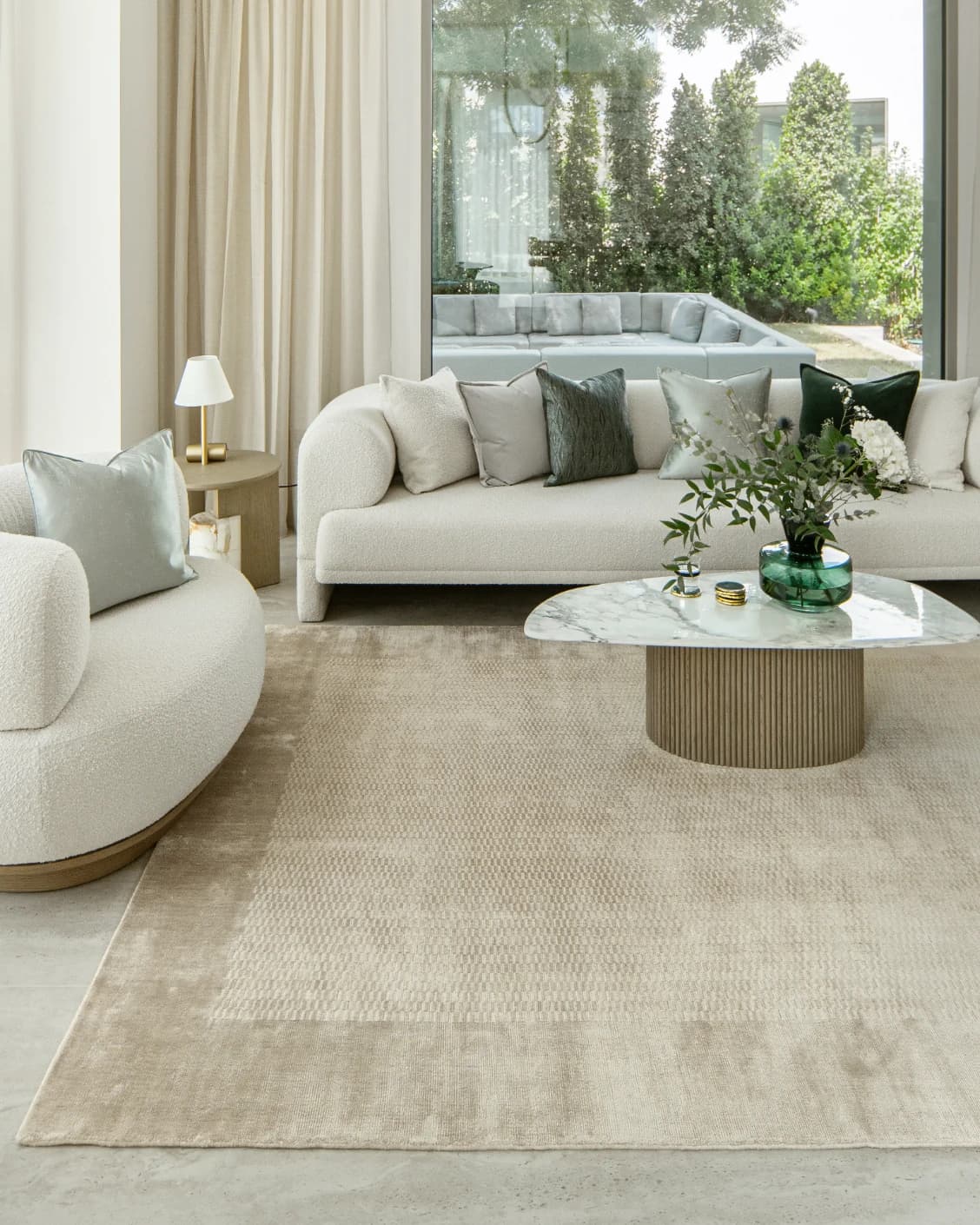 Luna Sandy carpet in beige, shown in a lifestyle front view as image 5