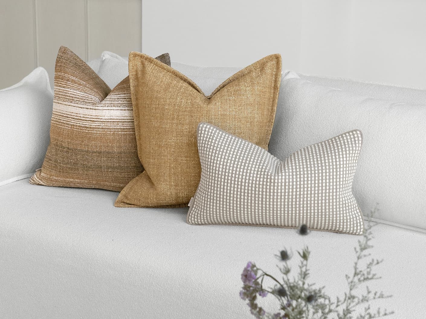 Lyra Bundle bundle cushions, shown in a lifestyle front view