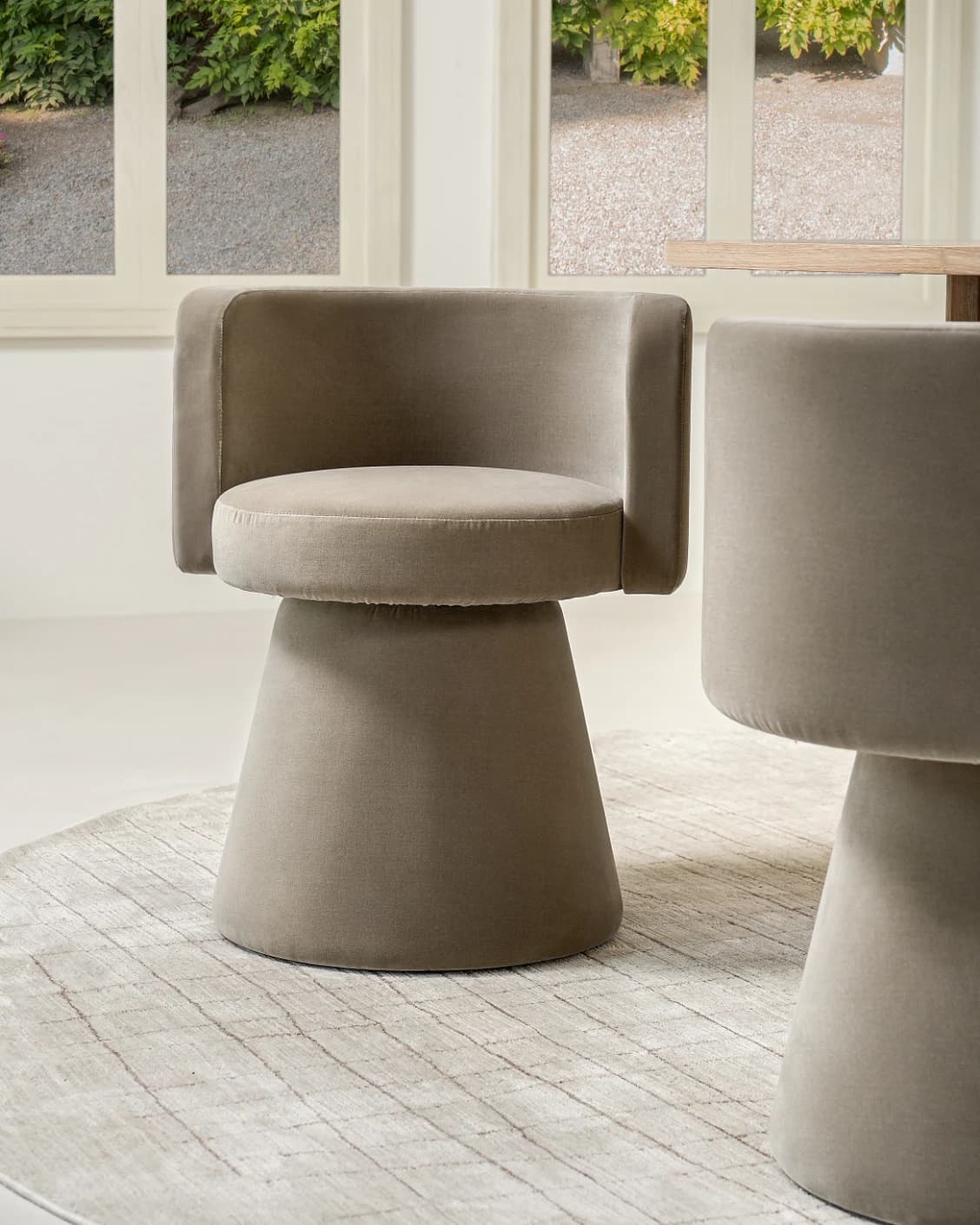 Mara Accent Swivel Chair in brown, shown in a lifestyle right view as image 5