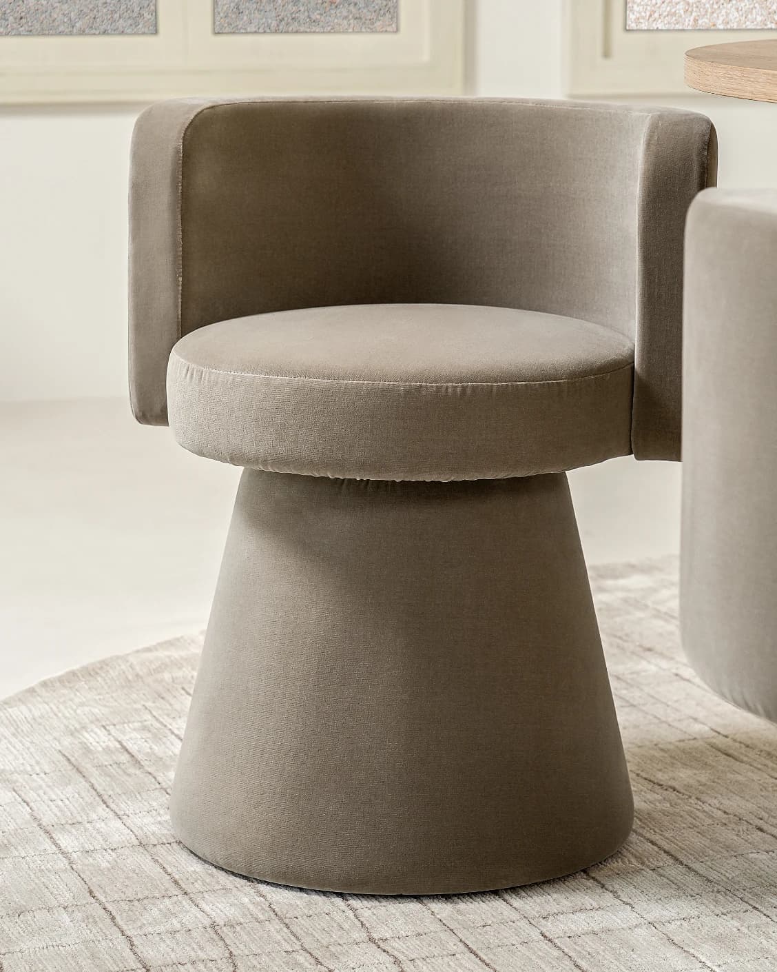 Mara Accent Swivel Chair in brown, shown in a lifestyle right view as image 4