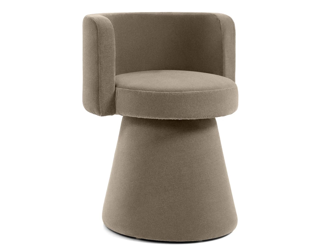 Mara Alpaca swivel chair in brown, shown in a lifestyle left view as image 2