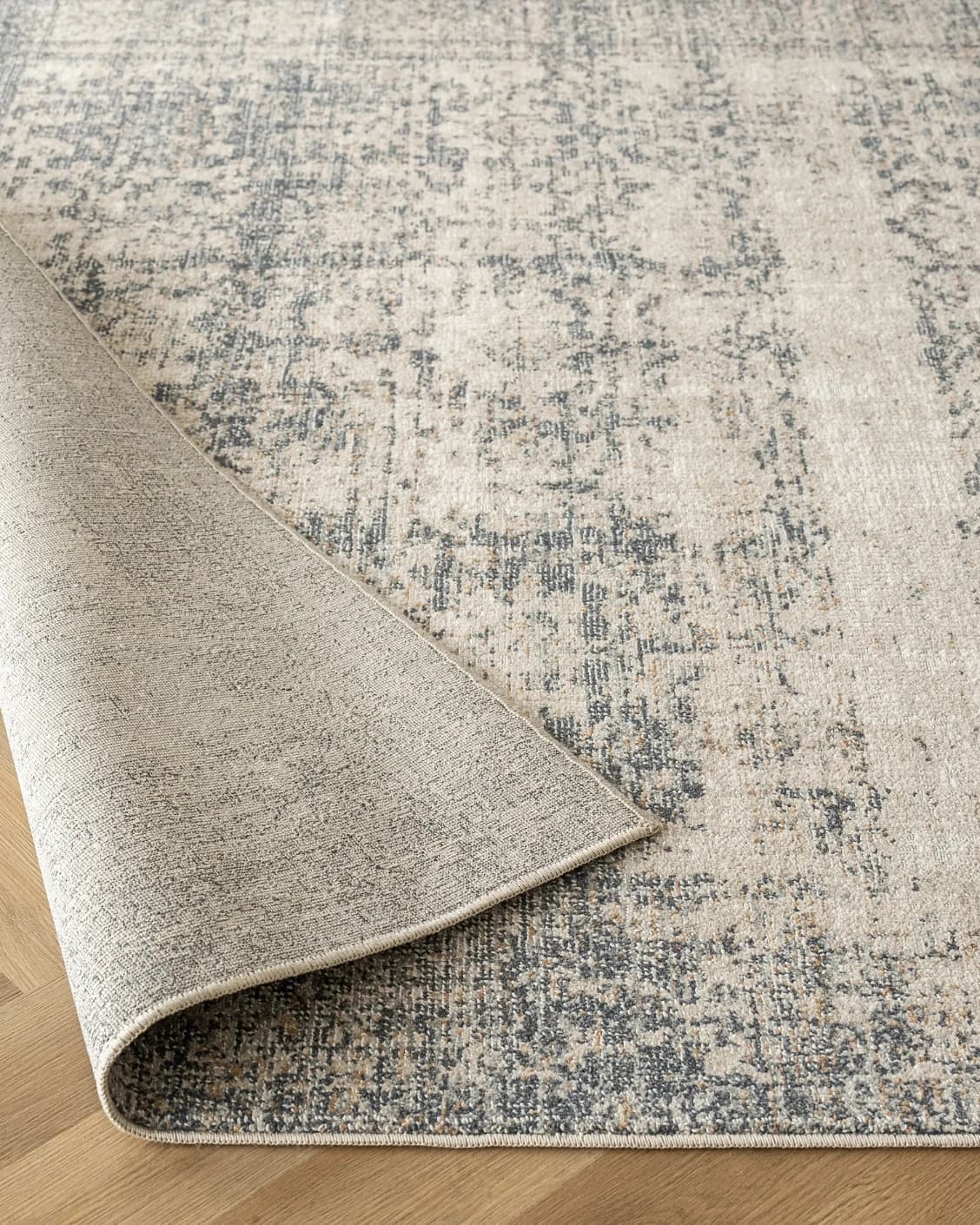 Marco Azure carpet in cream, grey and beige, shown in a product close-up as image 12