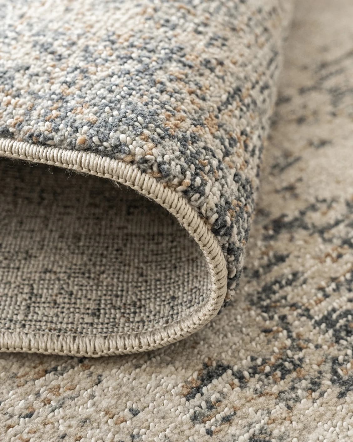 Marco Azure carpet in cream, grey and beige, shown in a product close-up as image 14