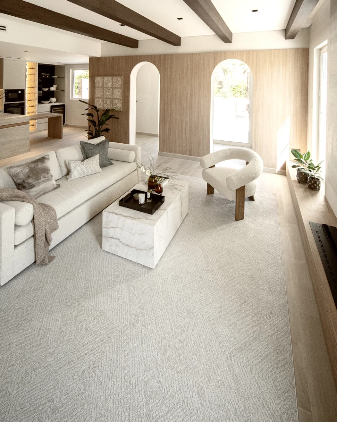 Marco Sandy carpet in beige, shown in a lifestyle right view as image 8