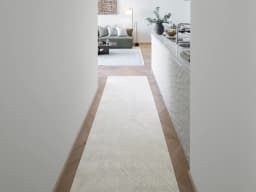 Marco Sandy Runners carpet in sandy and beige, shown in a lifestyle front view