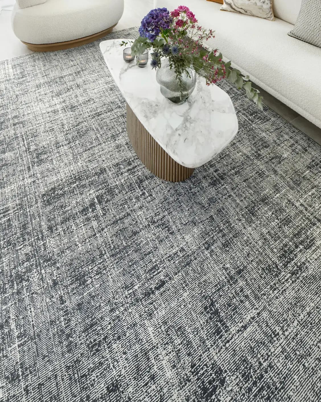 Marco Sky carpet in sky and blue, shown in a lifestyle front view as image 5