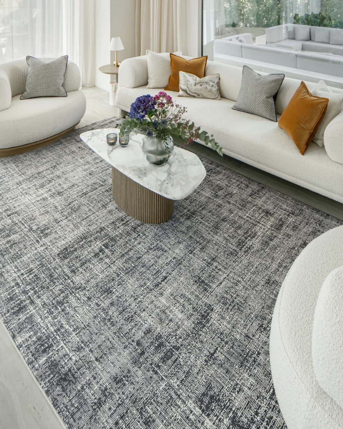 Marco Sky carpet in sky and blue, shown in a lifestyle right view as image 8