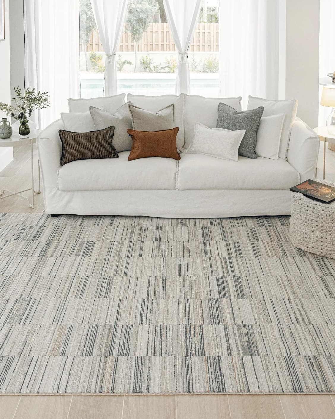 Marco Stone carpet in beige and grey, shown in a lifestyle front view as image 4