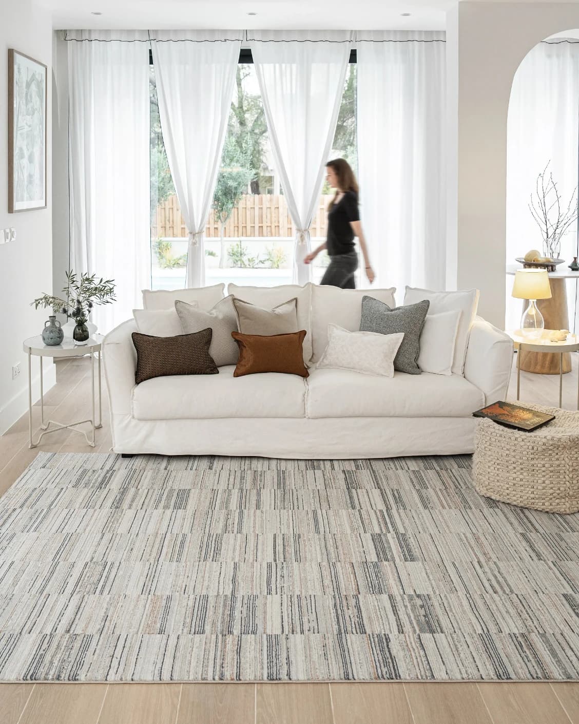 Marco Stone carpet in beige and grey, shown in a lifestyle front view as image 6