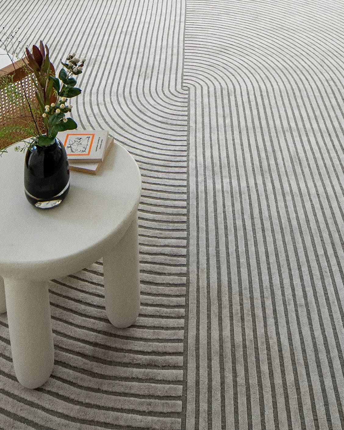 Maze Ashton carpet in grey, shown in a lifestyle close-up as image 4
