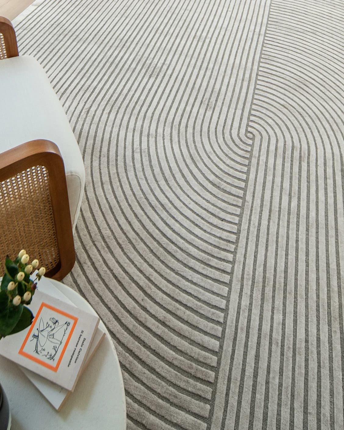 Maze Ashton carpet in grey, shown in a lifestyle top view as image 8