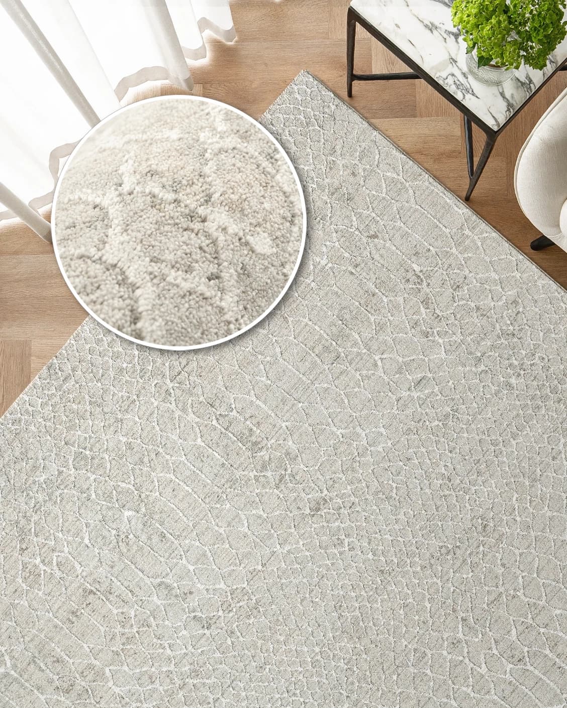 Miami Stone carpet in stone, brown and beige, shown in a lifestyle top view as image 2