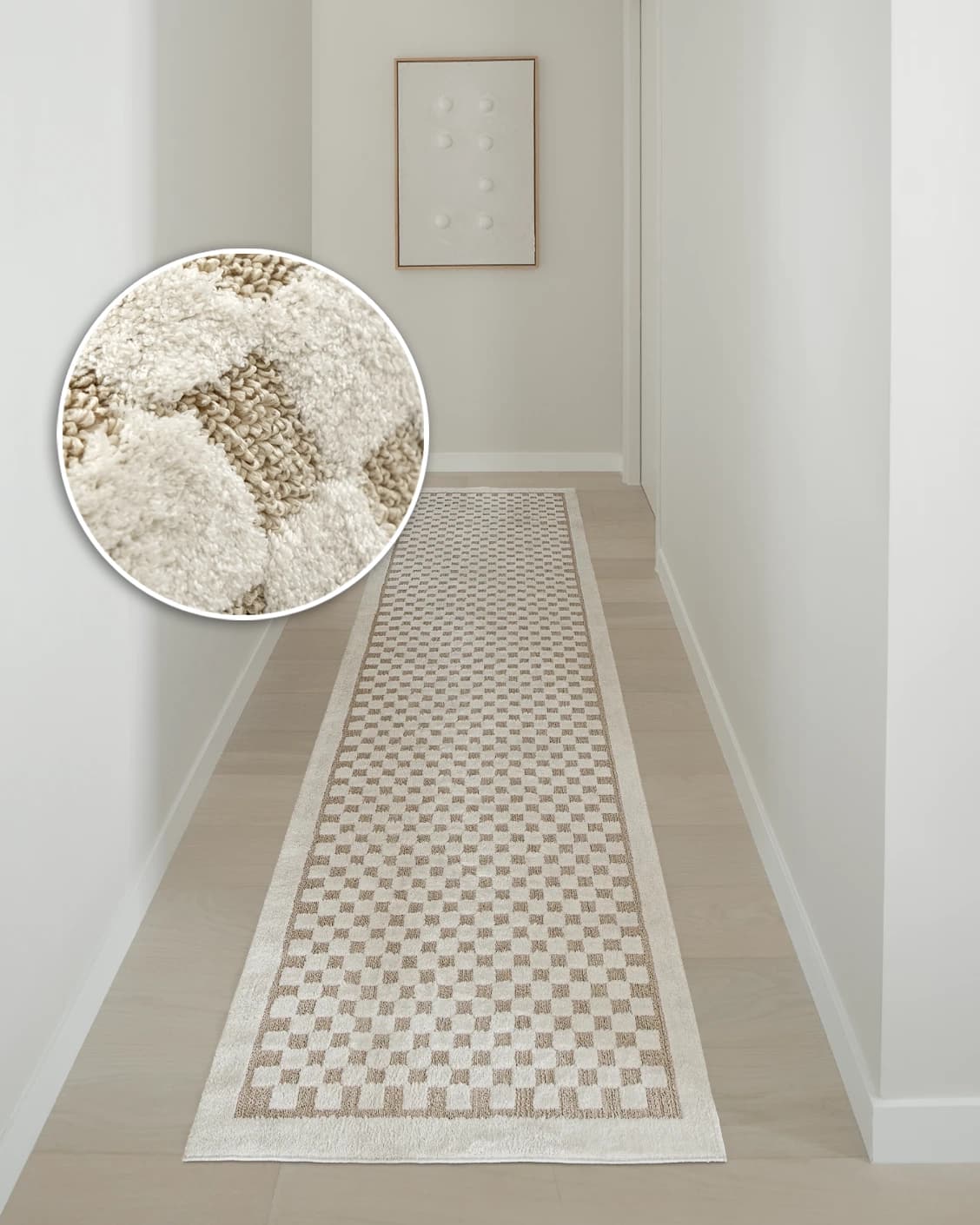 Milo Sandy Runners carpet in sandy and beige, shown in a product front view as image 2