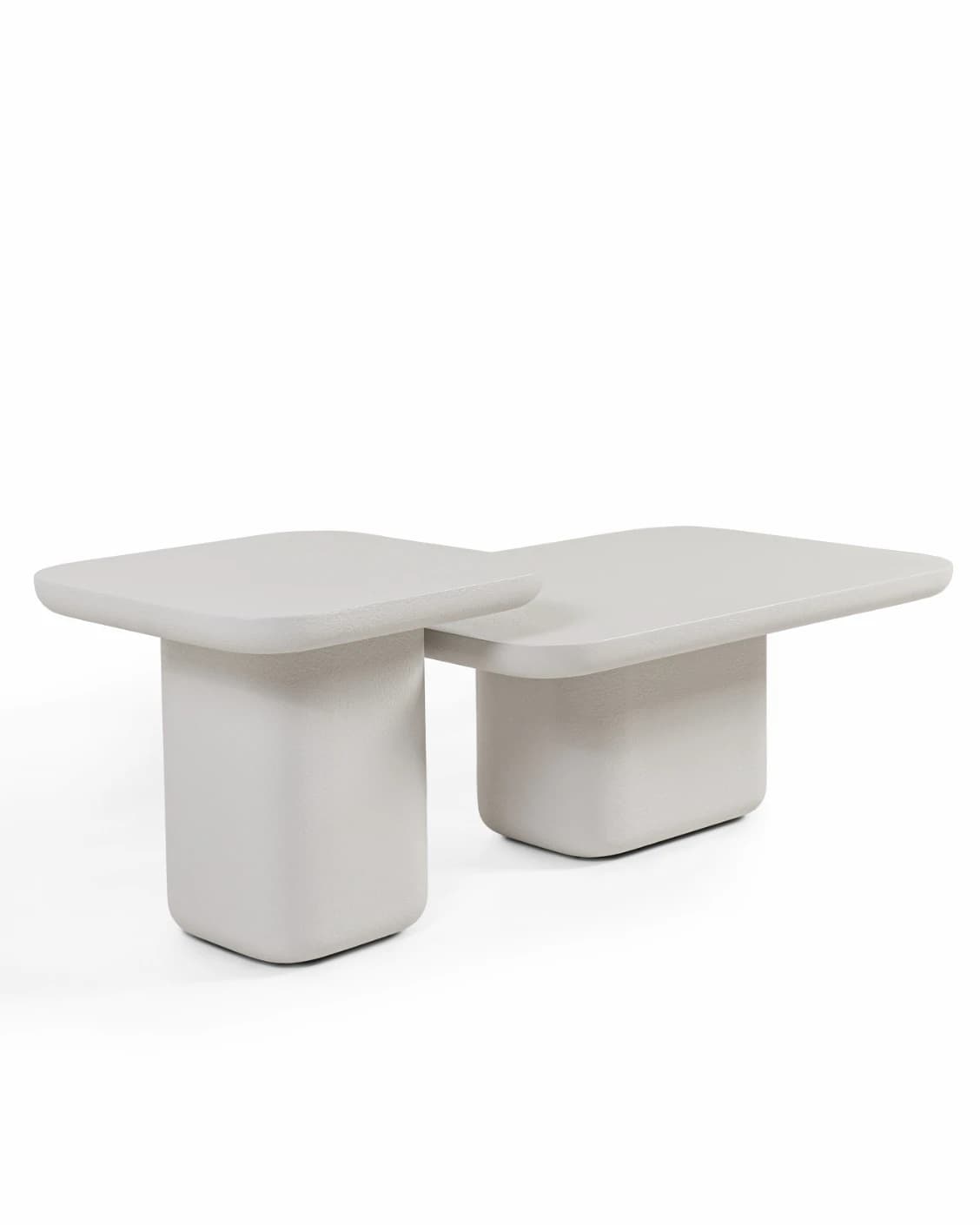 Modena Set Of 2 coffee table in soft ivory and stone, shown in a product left view as image 1